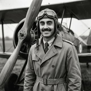 AI portrait of a man styled in the golden age of aviation, 250 Years of America 4th of July photo