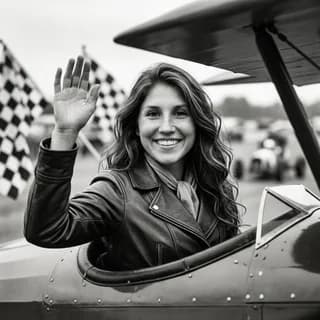 AI portrait of a woman styled in the golden age of aviation, 250 Years of America 4th of July photo