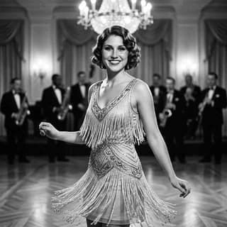 AI portrait of a woman styled in the 1920s Great Gatsby era, 250 Years of America 4th of July photo