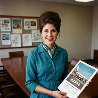 AI portrait of a woman styled in the 1960s Mad Men advertising era, 250 Years of America 4th of July photo